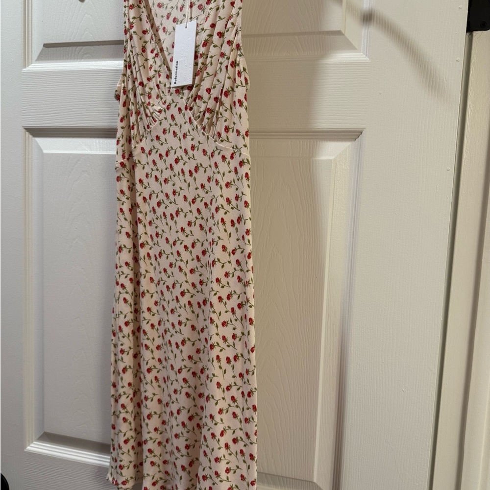 Reformation Floral Mini Dress - Cream and Red